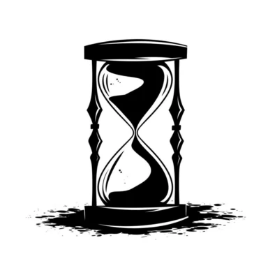 Hour glass symbol, cartoon style, clipart, black and white, minimalistic, simplistic