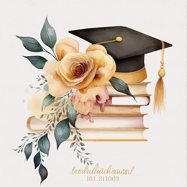 Gold Graduation Cap Watercolor College High School Graduation Clipart Flowers Graduate Gift Graduation Books Commercial Use Illustration PNG