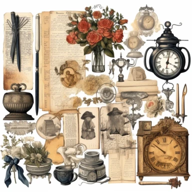 vintage Victorian Junk Journal kit clipart