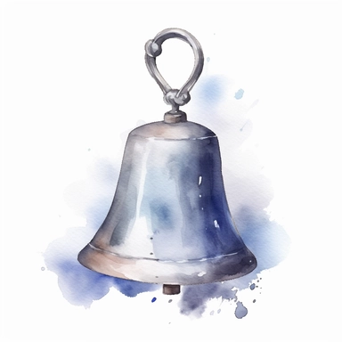 Watercolor cowbell clipart, white isolated background, space out, hd