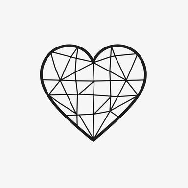 Simple heart clipart, minimalist one line black lineart with white background