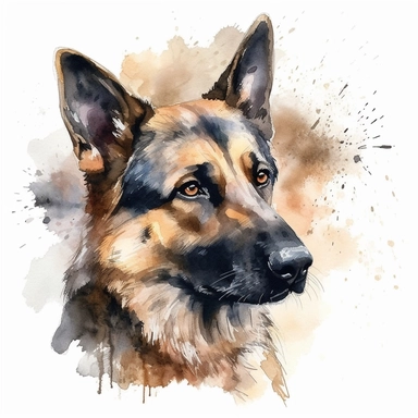 German Shepherd clipart, watercolor