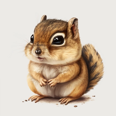 baby Chipmunk Pup with big eyes, cute smiling, cute look, animal, smiling, looking to the camera, very cute, clipart, watercolor, no text, no watermark, transparent background, 8k