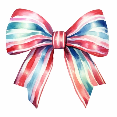 watercolor striped christmas bow clipart