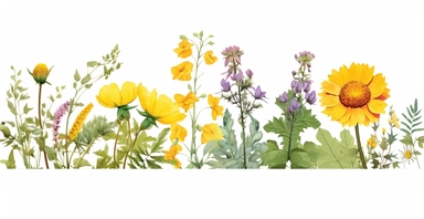 Pressed boho cottagecore floral clipart Peony, ranunculus, sunflower and verbena floral border wildflowers with green foliages floral nature garden border, clipart with white background