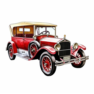 Vintage 1920 Car Illustration, Chromolithograph, 1920s Illustration, Vintage, Chromolithograph, Colorful, Antique, Ephemera, Clipart, 8k, Isolated on white