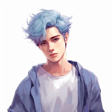 beautiful stunning handsome cute anime e-boy,diferent poses, diferent hair colours paint art style, clipart, white background, superrealistic, one of a kind