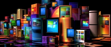 a collage of windows 2000 clip art, desktop computer, windows, 64bit, cpu, upgrade, depth of field, high resolution