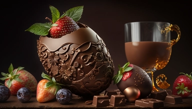 easter eggs gently sink into liquid chocolate, strawberry, chocolate bar, chocolate eggs, photo clipart, background, delicious, studio photo light, lots of intricate details, harmonious composition, volumetric lighting, professional food photographer luxury, photo lighting + f2. 8 80mm lens, lots of intricate details, canon, sharp focus, ureal photo realism, hyper-realism
