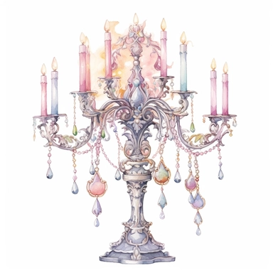 Watercolor detailed intricate princess candelabra in soft colors with diamonds clipart - <@1098423716465102849> (fast) - Image #4 <@1098423716465102849>