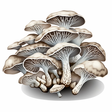 clump of light gray oyster mushrooms clipart