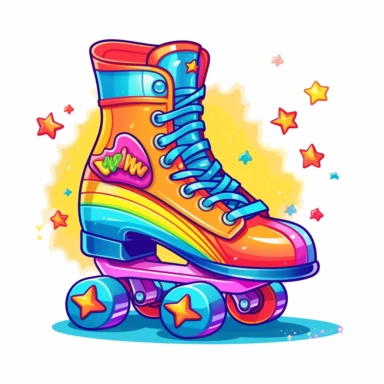 Rainbow clipart with roller skate