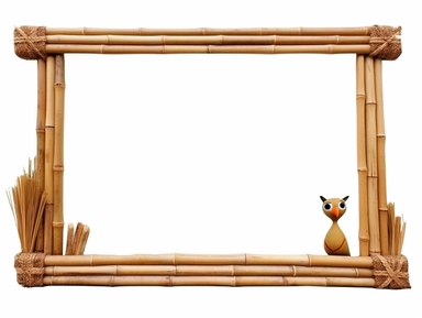 frame made of bamboo on top of it is a deck of hay, tiki items, white blank empty canvas, clipart, white background