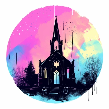 a very simple graphic design vector, outline, lineart, simple, goth, emo, alt, bold, logo, clip art, simple, negative space, lineart, flat, plain, single line, ink, sharpie, glow, stamp, graphic design watercolor, holographic opalescent iridescent graphic design, alternative, grunge, church graveyard