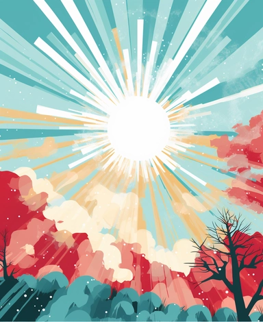 better than sunshine clipart image, in the style of andrew boog faithfull, light sky-blue and light crimson, biblical iconography, kodak retina iic, illustrated advertisements, thomas heatherwick, sensitive brush strokes