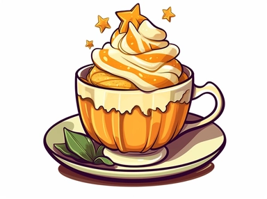 Orange color high tea cupcake clipart
