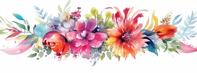watercolor christmas flower border, clipart isolated on clear white background, bright colors, boho, lithograph, 32k uhd, textural