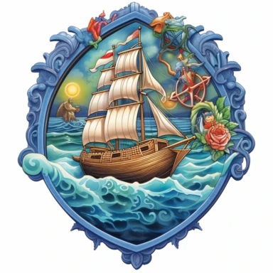 Visualize a whimsical sailing scene, framed within a heart-shaped border. The sailboat dances through vibrant waves, beneath a radiant sun and a sky filled with fluffy clouds. The illustration, blending clipart elements with hyper-realistic details, captures the charm of the boat, the intricate rigging, and the characters reveling in the journey. Against the white background, the high-resolution artwork within the heart-shaped frame emanates a sense of adventure, warmth, and love