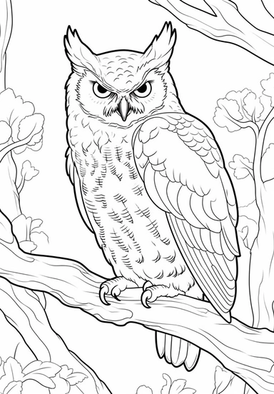 simple and easy coloring page design, coloring page for kids, owl in Yellowstone National Park, Wyoming, USA , cartoon character silhouette illustration cliparts image, high resolution, #screenshotsaturday, whimsical children's book illustrator,