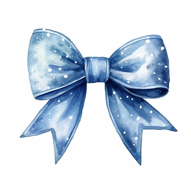 watercolor blue christmas bow clipart