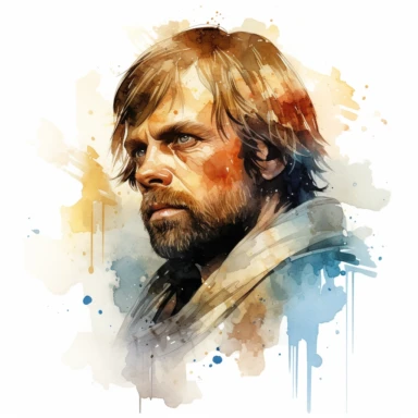 A whimsical, classy, creative profile drawing of Luke Skywalker of Star Wars, Watercolor Clipart,comic, strybk, full Illustration, 4k, sharp focus, watercolor, smooth soft skin, symmetrical, soft lighting, detailed face, concept art, muted colors, watercolor style, strybk, children's style fairy tales, chibi kawaii, . Octane rendering, 3d. Perfect face, detailed face, delicate face, perfect sharp lips, detailed eyes. Craig Davison, Aubrey Beardsley, Conrad Roset, Aikut Aidogdu, Agnes Cecil, wate