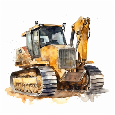 Construction Vehicle clipart on a white background, watercolor