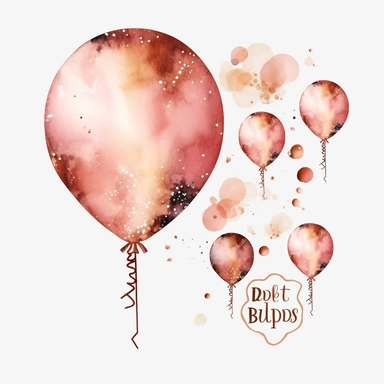 Clipart of Rose Gold Glitter Balloon happy birthday in watercolor style stand alone