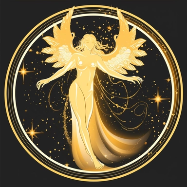 trasparent background abstract symbol simple faction D&D TTRPG halo angel female figure magic symbol svg clipart magic tattoo abstract glowing halo golden space station