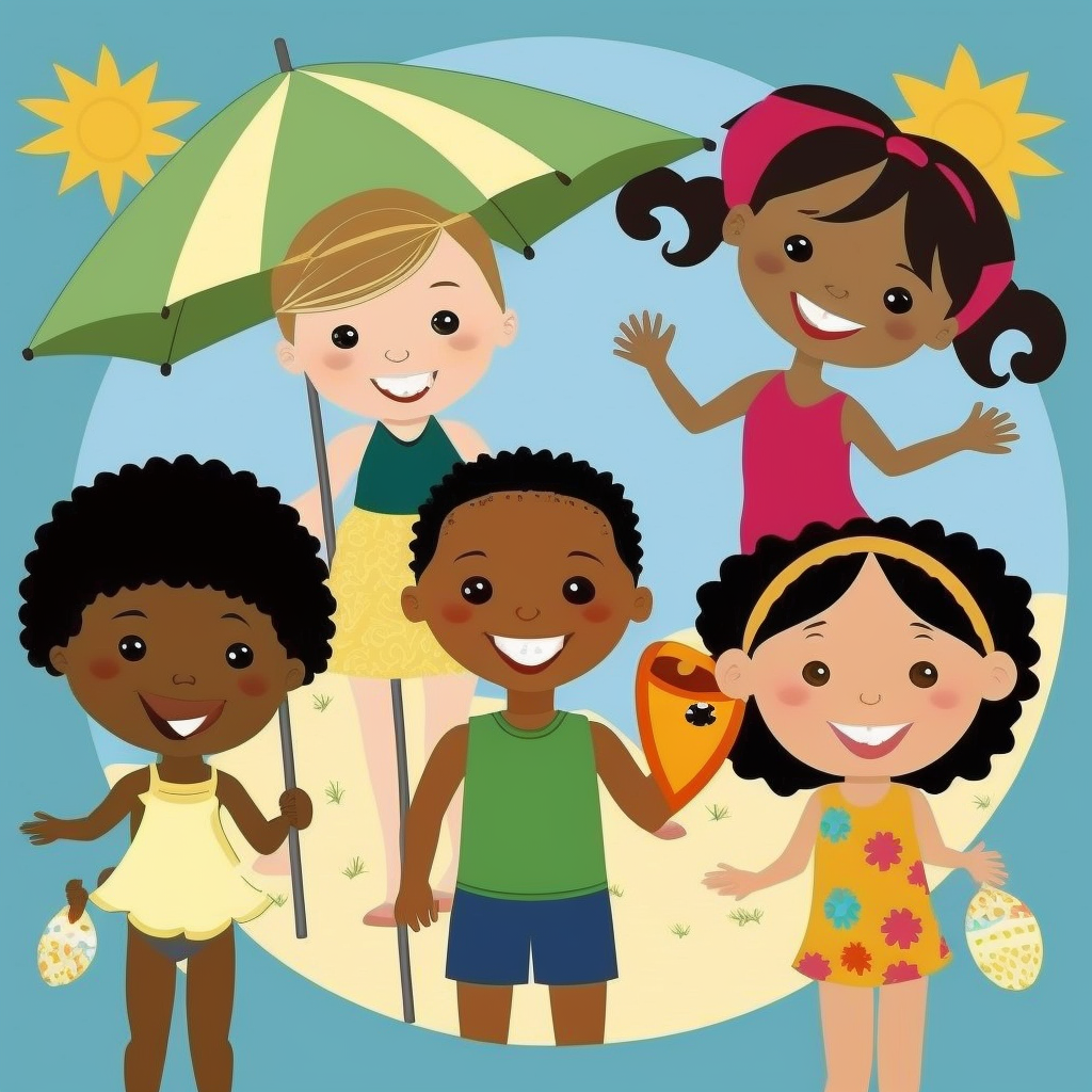 kids swimming clipart