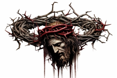 crucifixion+crown+of+thorns , highly detailed, isolated on white, clipart,