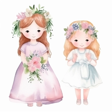 watercolor First communion cute illustrations clip art on clean white background