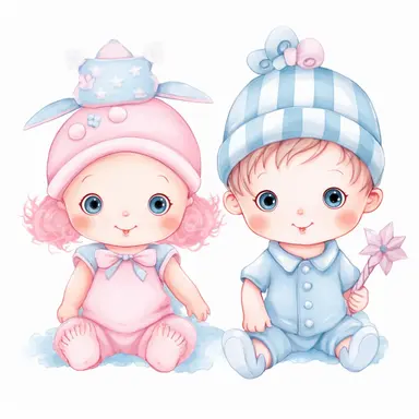 clip art baby girl or boy pink and blue