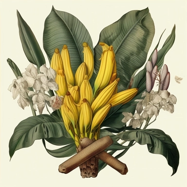 Clipart, vintage, Flower of the banana tree, MUSA, candice maculata fructa, botanical illustration, hand-drawn, texture