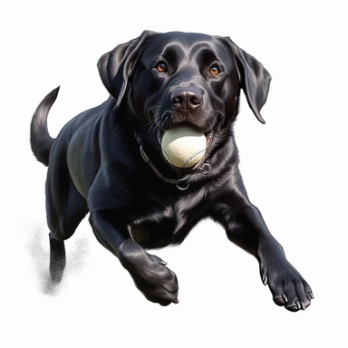 3D Super Realistic black labrador retriever Dog chasing the ball Clipart