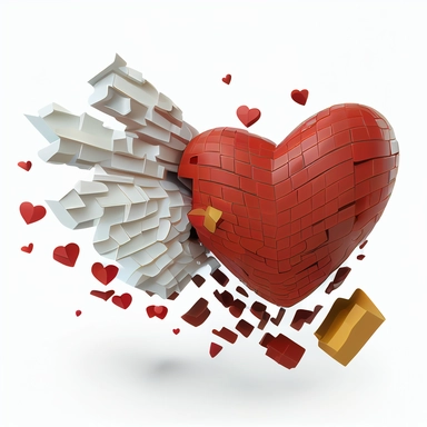flying Brick,heart, white background, clipart