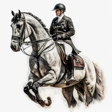 horse rider, clipart, realistic, very detailed, high resolution, white background
