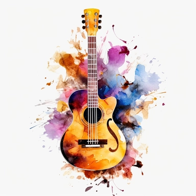 guitar, creative, watercolor, clipart