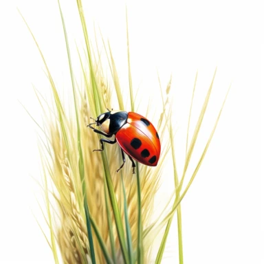 ladybug on tall grass, realistic, bright colors, 16k, isolated on white background, clipart