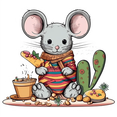 Happy Picnic Mouse Sublimation, Clipart, desert cartoon t-shirt graphic, vector, contour, isolated on a white background