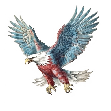 vintage red white and blue American eagle clipart on a white background