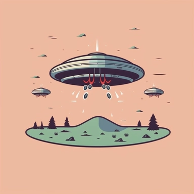 ufo crash, in the style of a minimalistic design, basic clipart