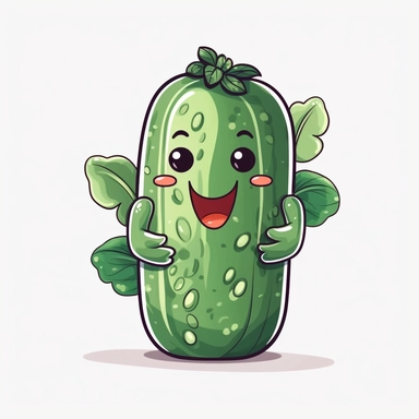cute Cucumber, happy and smiling, bold line, clipart, sticker, white background, no shadow, 8k detail
