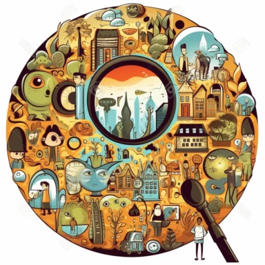 vector graphic design clipart simple society under observation symbolic, magnifier,