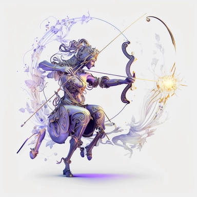 mystical astrological Sagittarius zodiac sign, fantasy, fairytale, 3d, astrological details, storybook, clipart, digital painting, light ink, very detailed, very realistic, white background, bright mood, 4k quality