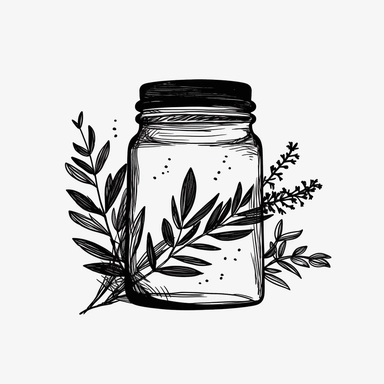 herb salve, minimal lines,vintage, minimalism, black and white, clipart