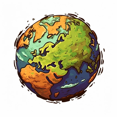earth clipart, cartoon style, no background