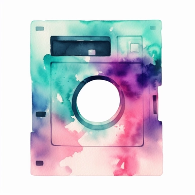 watercolor floppy disk clipart white background
