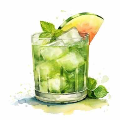 Honeydew melon cocktail clipart watercolor summer