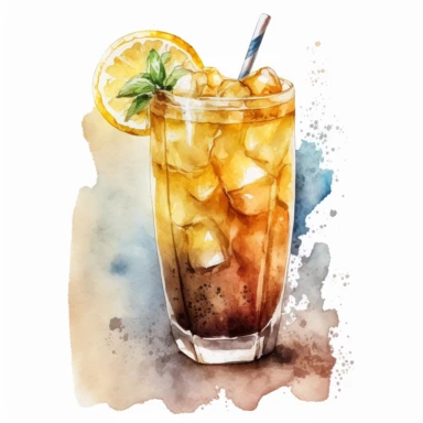 long island iced tea cocktail, watercolor, clipart, no title, no text, no captions