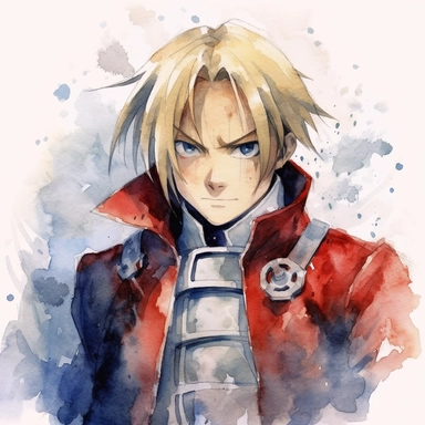 Watercolor fullmetal alchemist brotherhood, high quality, high details, pencil draw style, white backgroun, clipart, 8k, f1